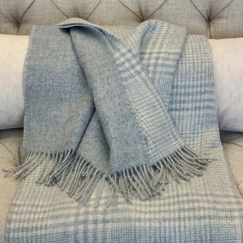 Grey plaid reversible Alpaca Throw