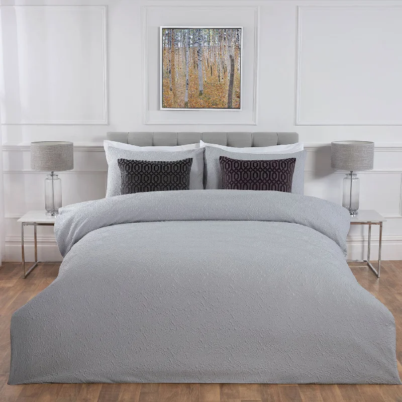 Hereford Grey Embossed Duvet Set