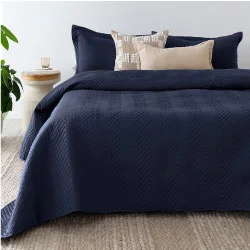 Herringbone Navy Coverlet