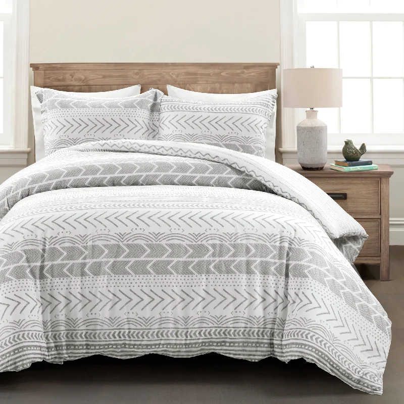 Hygge Geo Reversible Cotton Duvet Cover 3 Piece Set