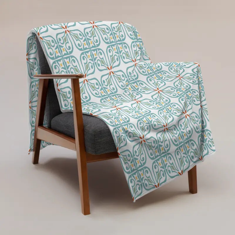 Luxurious Cyan Geometrical Throw Blanket - Elevate your Home Decor