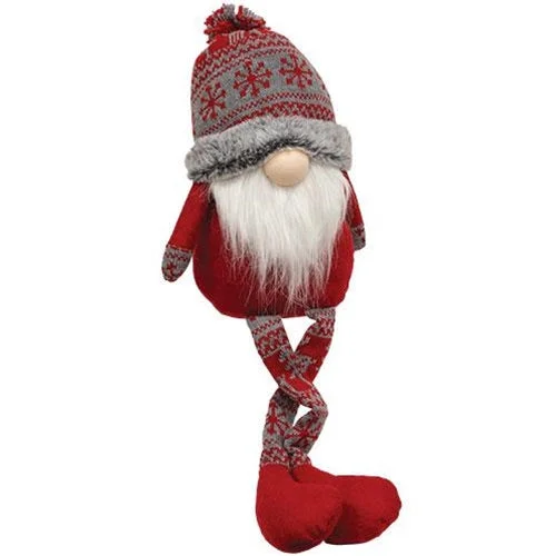 Large Nordic Snowflake Beanie Hat Dangle Leg Gnome