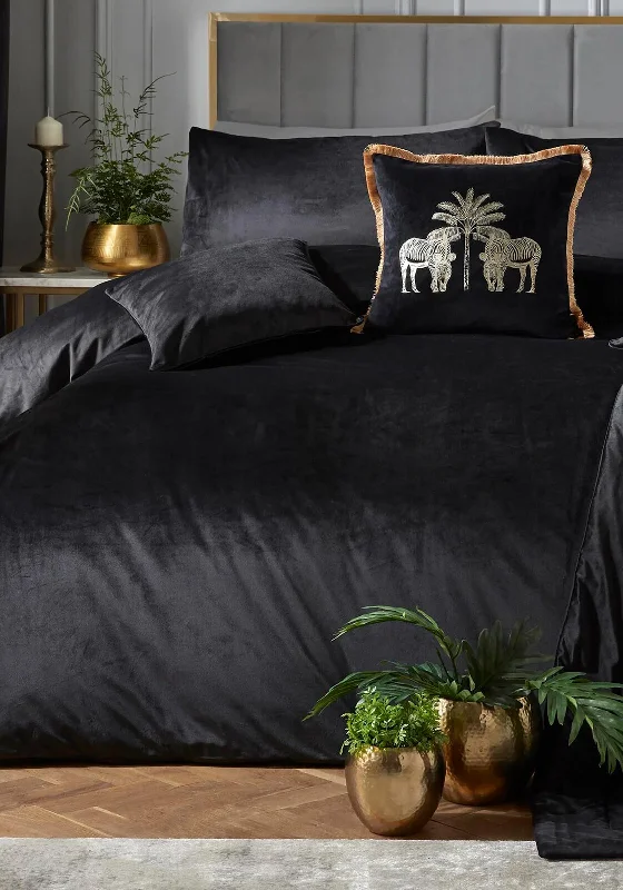 Laurence Llewelyn Bowen Luxury Velvet Montrose Duvet Cover, Black