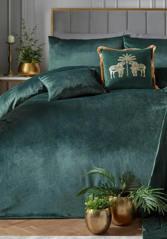 Laurence Llewelyn Bowen Luxury Velvet Montrose Duvet Cover, Bottle Green