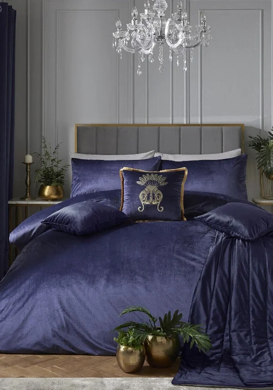 Laurence Llewelyn Bowen Luxury Velvet Montrose Duvet Cover, Navy