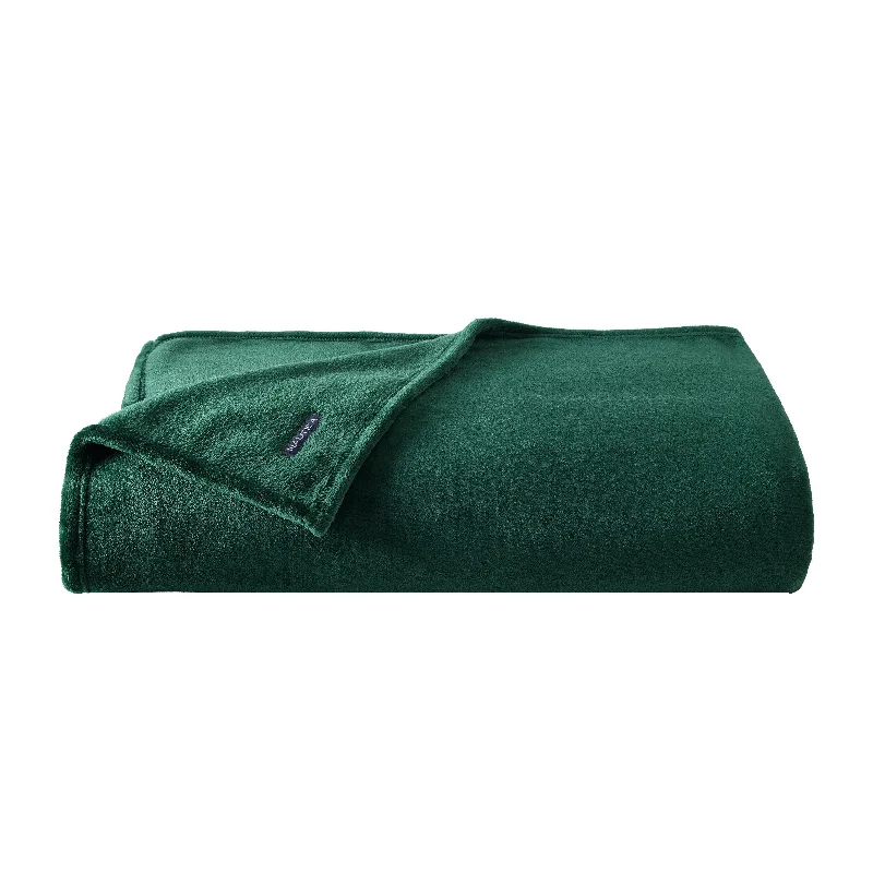 Nautica Solid Green Ultra Plush Soft King Blanket