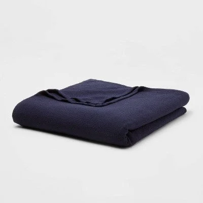 Open Box - Twin/Twin XL 100% Cotton Bed Blanket Navy - Threshold