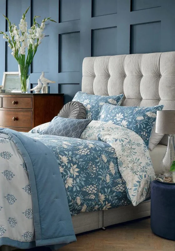 Laura Ashley Floral Parterre Seaspray Superking Duvet Set, Blue