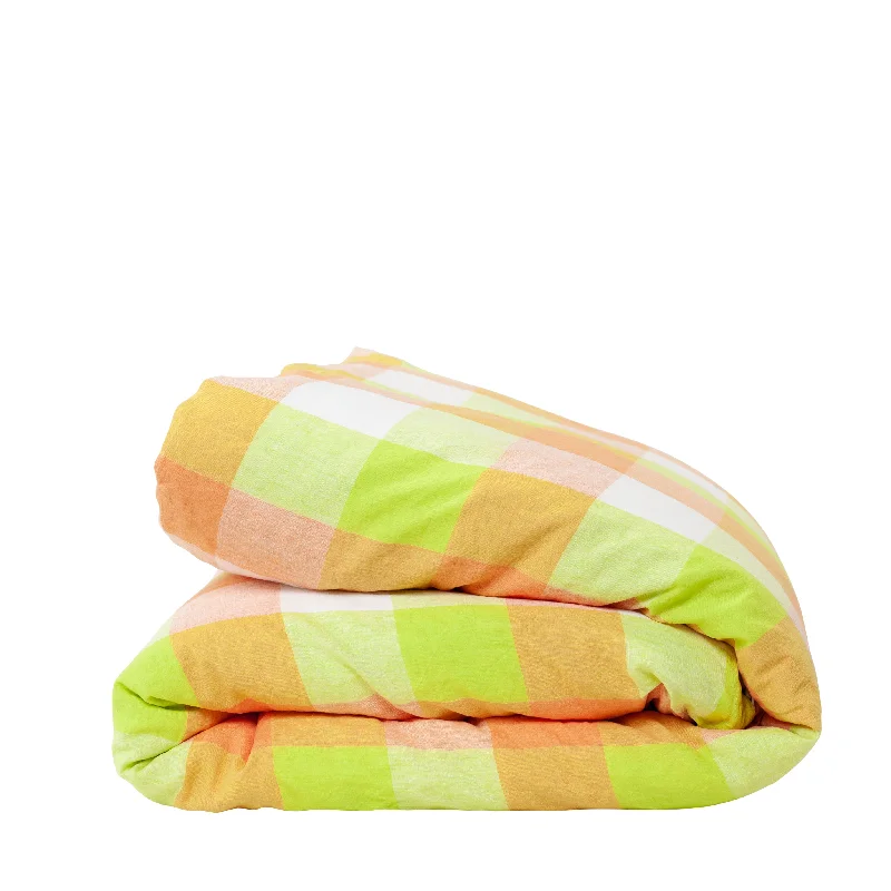 Peach Lemonade Check Duvet Cover