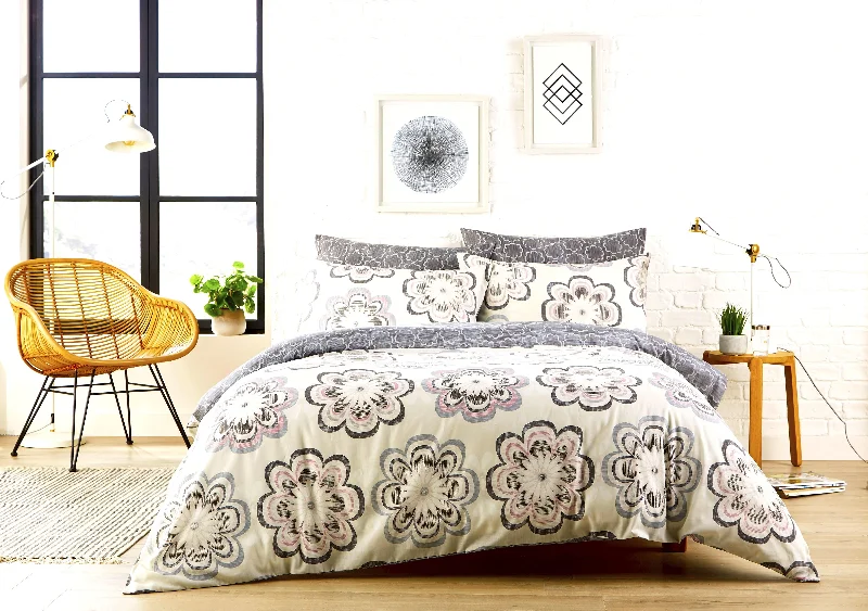 Peony Floral Cotton Rich Duvet Cover Set with Pillowcases Vibrant Modern Luxury Bedding Available in Single Double King Super King by OLIVIA ROCCO