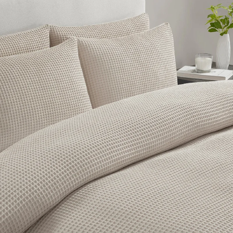 Portofino 200 Thread Count Waffle Duvet Cover - Cotton - Natural