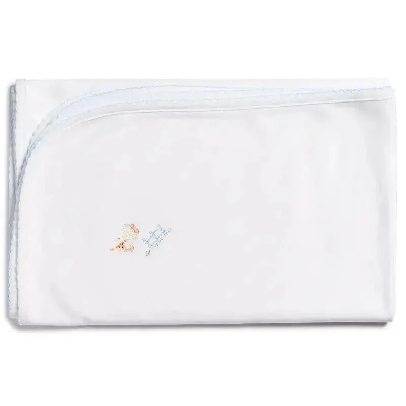 Baby boys embroidered blanket - Sheep blue