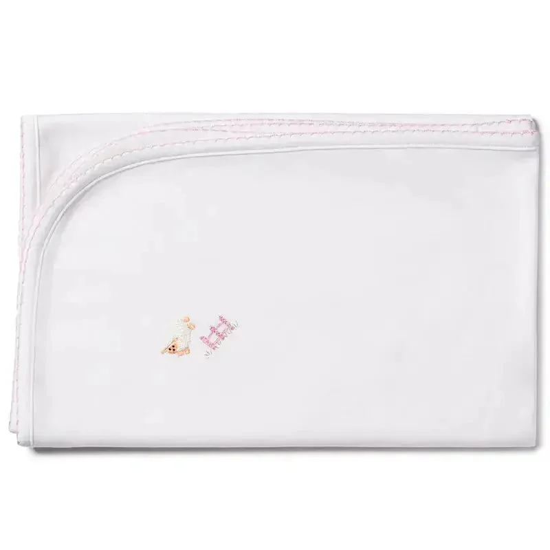 Baby girls embroidered blanket - Sheep pink