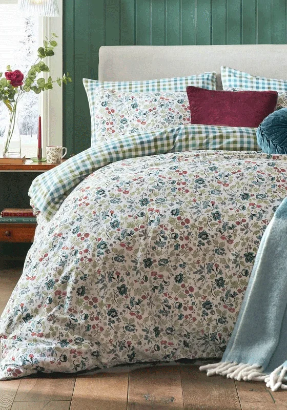 Laura Ashley Rosa Sancta Printed Floral Duvet Cover Set, Newport Blue