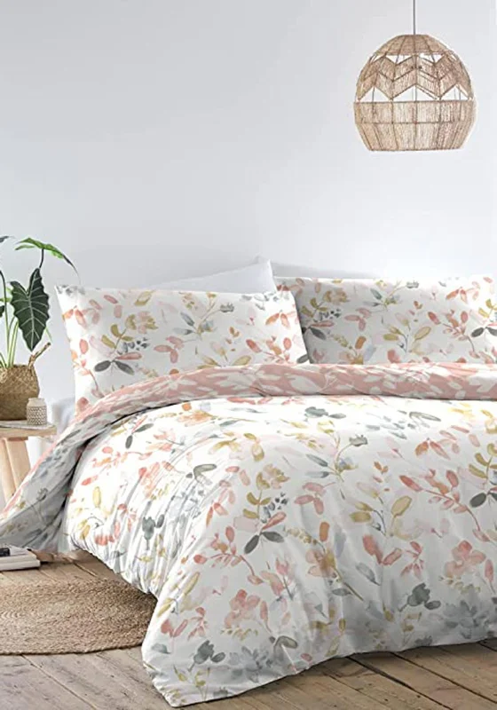 Appletree Saffron Floral Duvet Set, Dusky Pink