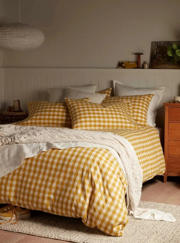 Saffron Gilbert Gingham Brushed 100% Organic Cotton Bed Linen