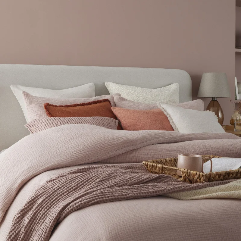 Santorini Muslin Duvet Cover & Pillowcase Set - Blush Pink