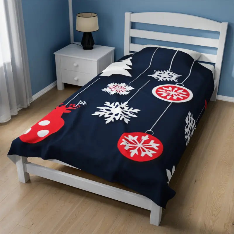 Cozy Up with Rudolf Reindeer Velveteen Plush Blanket