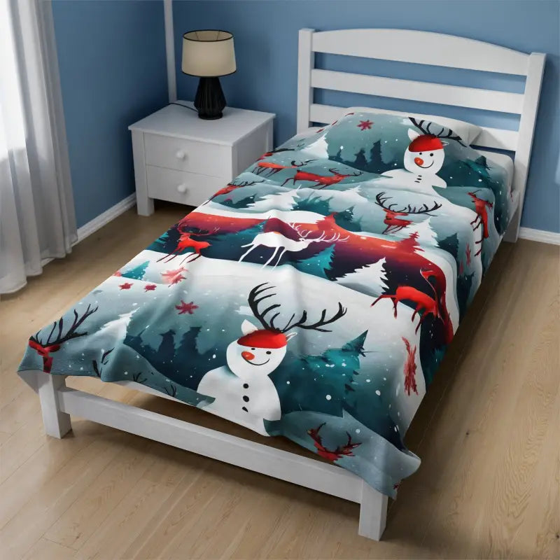 Snuggle Into Holiday Joy with Rudolf Velveteen Plush Blanket