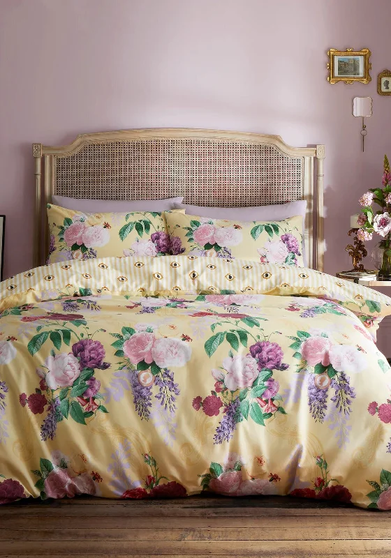 Bridgerton by Catherine Lansfield Wisteria Bouquet Duvet Cover Set, Yellow