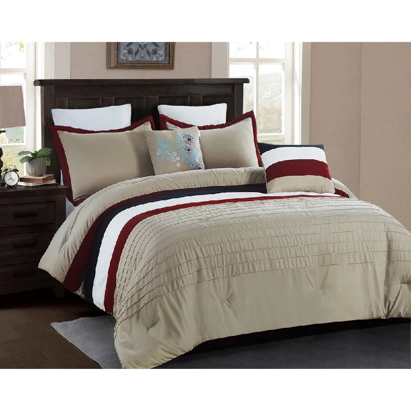 5 piece Micro Suede Comforter set, Full/Queen, Chocolate/Taupe