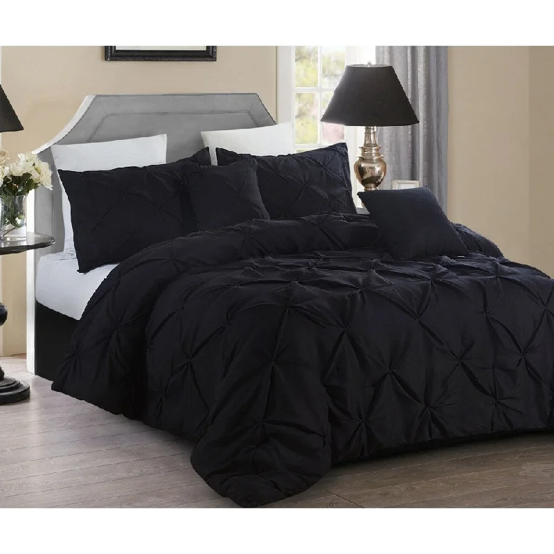 5 piece Pintuck King Comforter set, Black