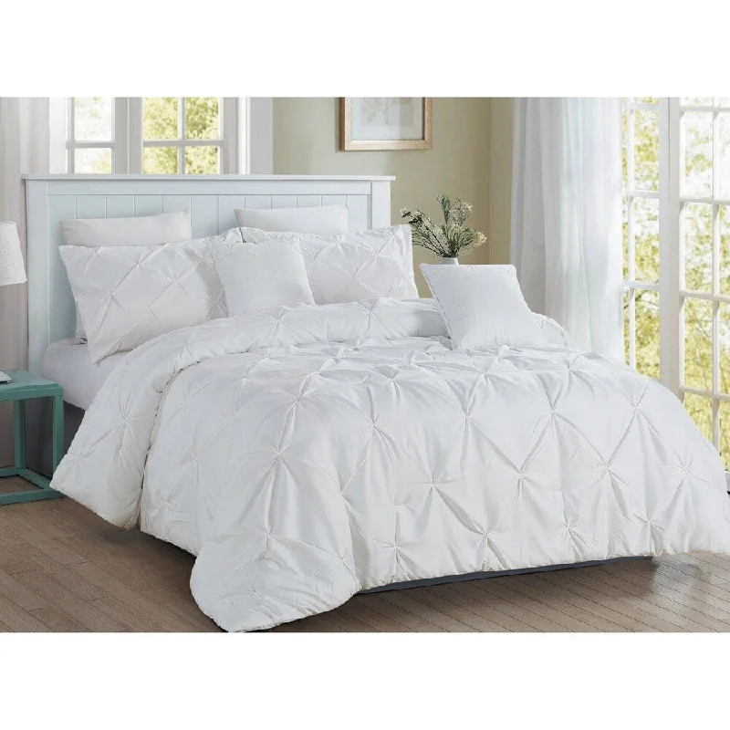 5 piece Pintuck King Comforter set, Ivory