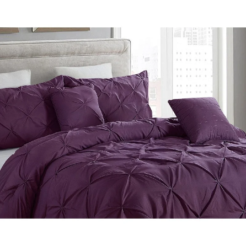 5 piece Pintuck King Comforter set, Purple