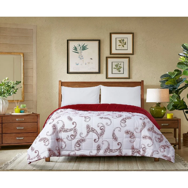 All Seasons Paisley Print Down Alternative Full/Queen Comforter 98x96 Burgundy