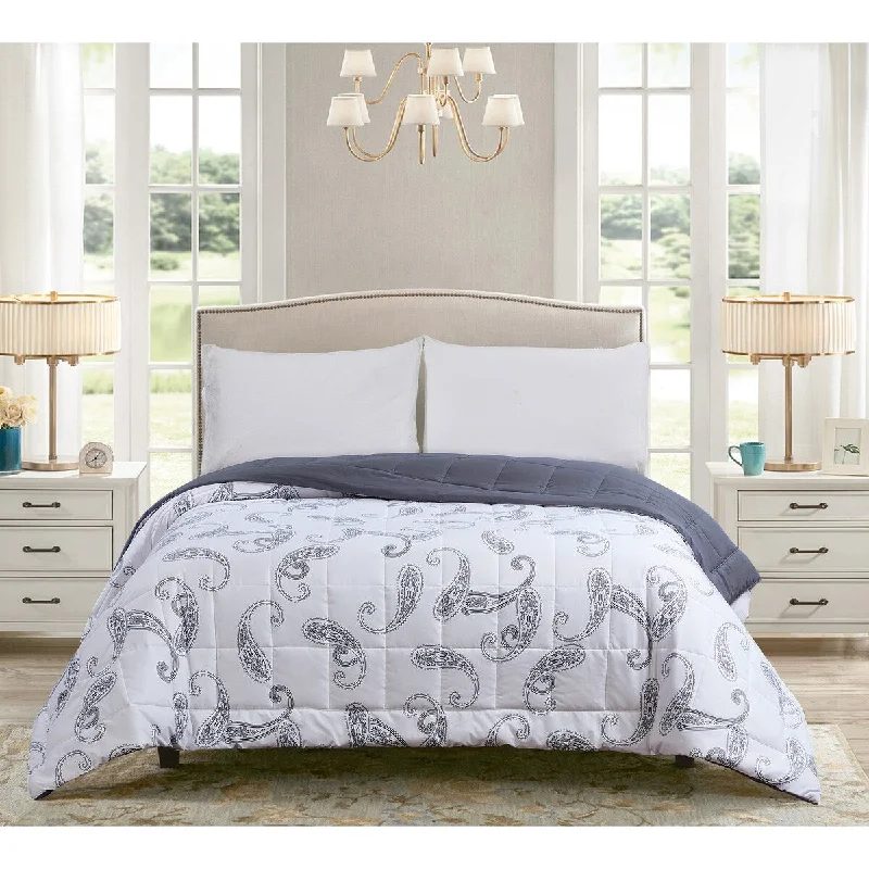 All Seasons Paisley Print Down Alternative Full/Queen Comforter 98x96 Silver