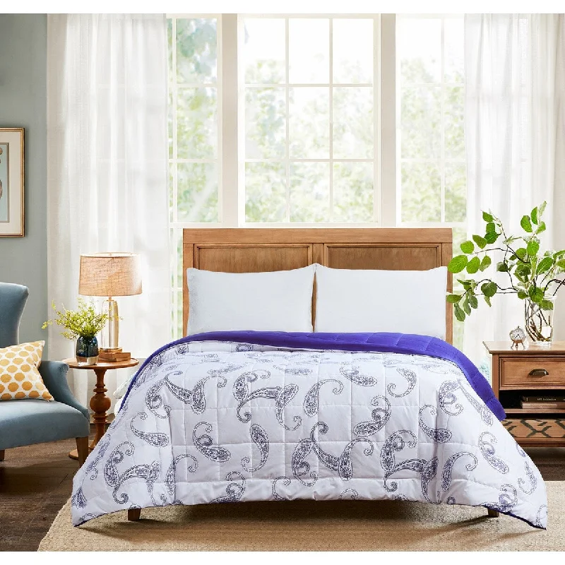 All Seasons Paisley Print Down Alternative King Comforter 110x96 Blue