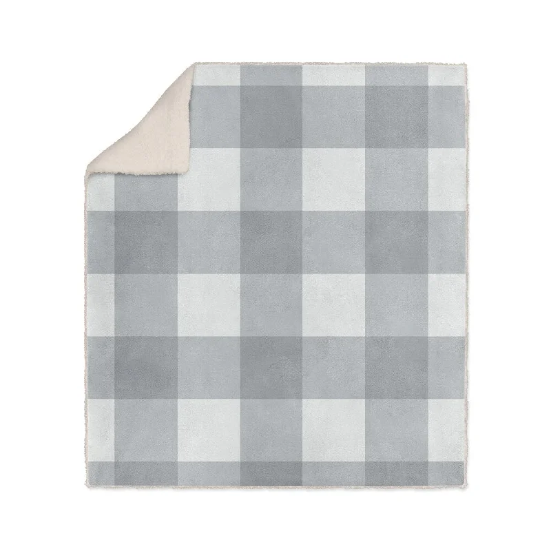 BONNIE GREY BUFFALO CHECK GREY Sherpa Comforter