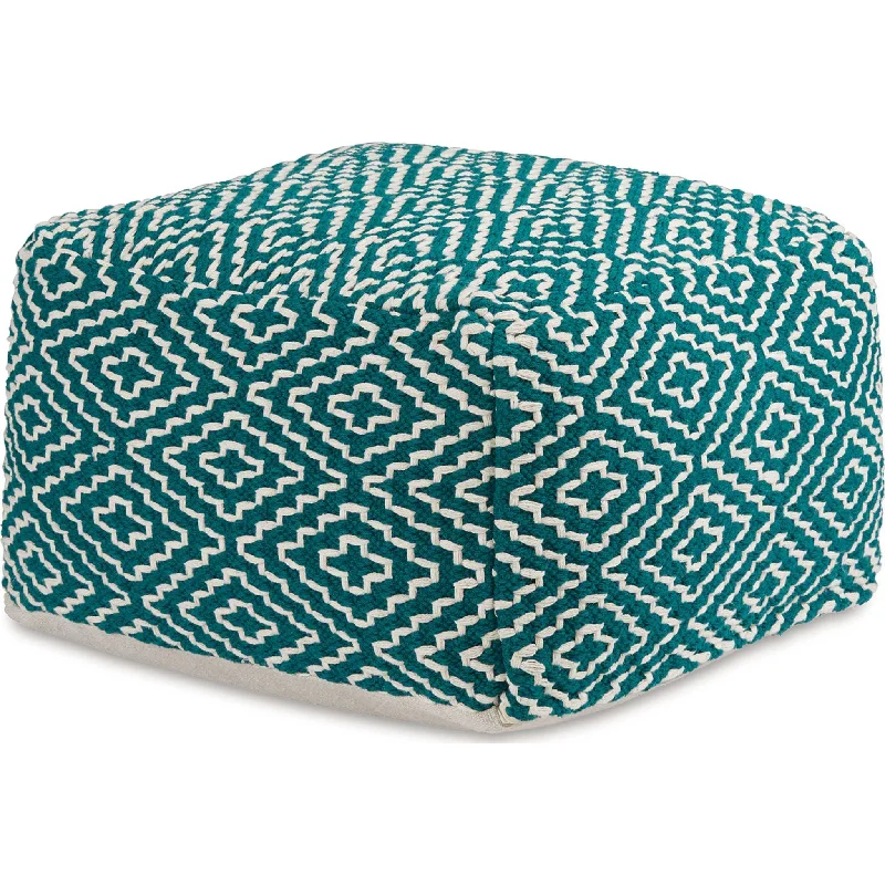 Brynnsen Pouf - Teal/Ivory