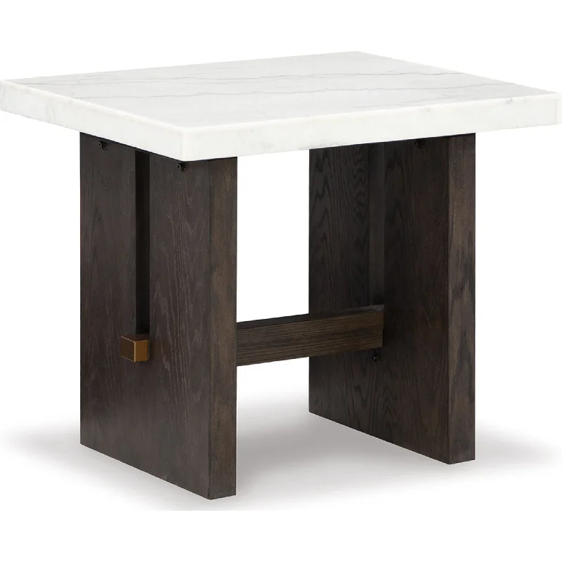 Burkhaus End Table - White/Dark Brown