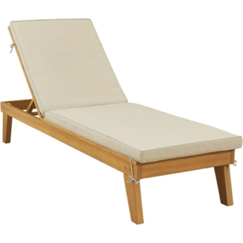 Byron Bay Outdoor Chaise Lounge with Cushion - Light Brown