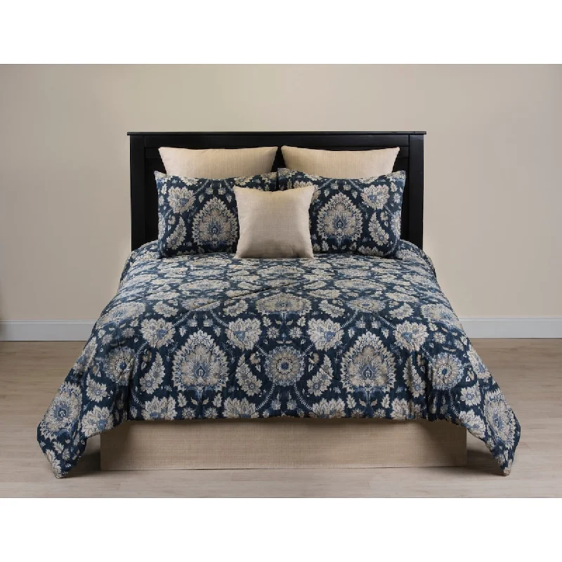 Castleford denim medallion damask comforter set