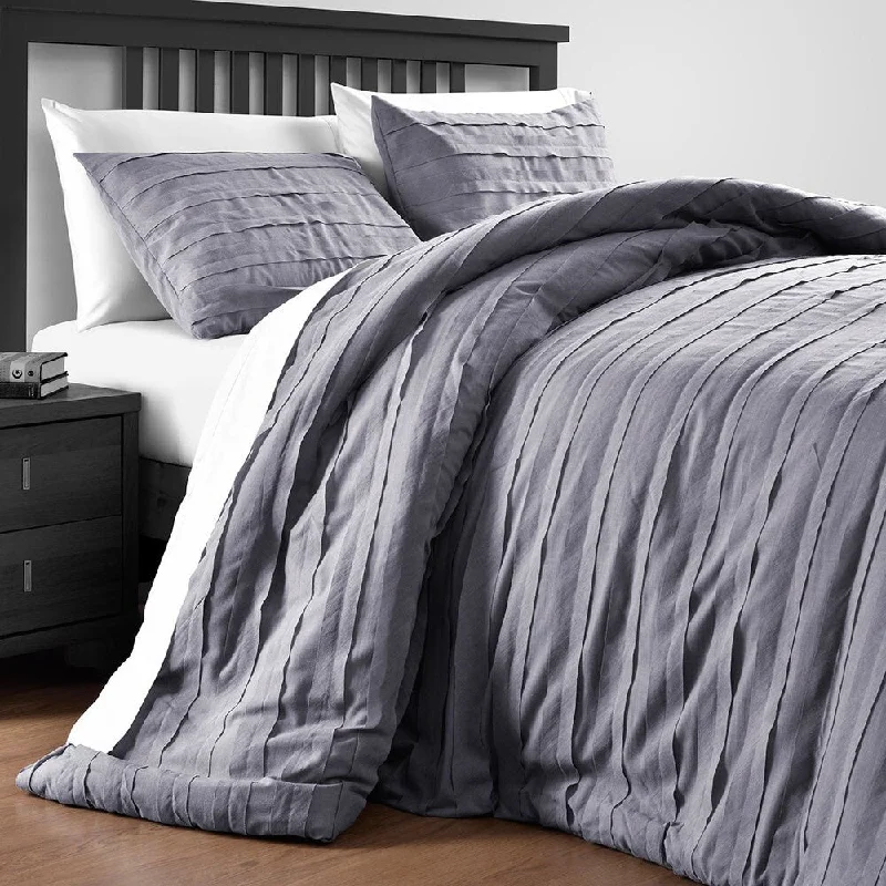 Comfy Bedding Loft Stripe Embellished 3 Piece Comforter Set