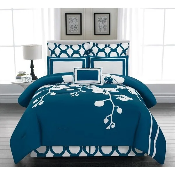 Duck River April Orchidea Flower Online 6 Piece Reversable Oversize/Overfilled Comforter Set