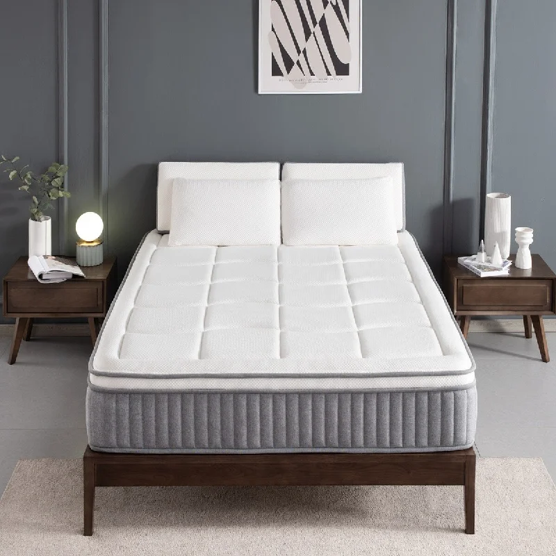 Full Mattress,12 Inch Euro Top Hybrid Mattress, Gel Memory Foam with Pocket Spring Mattress in a Box