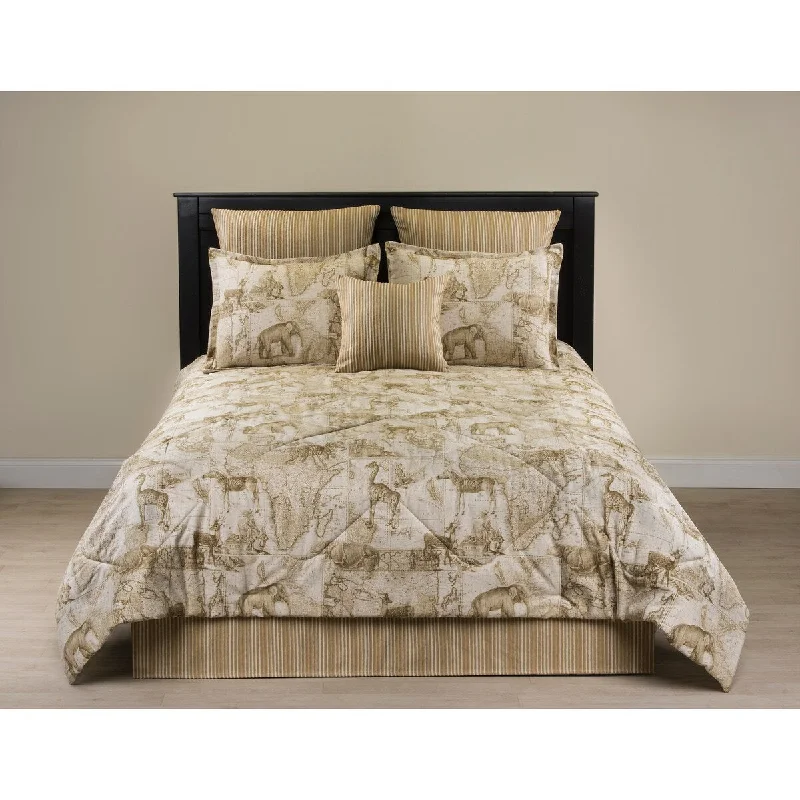 Hemingway map on natural linen safari comforter set