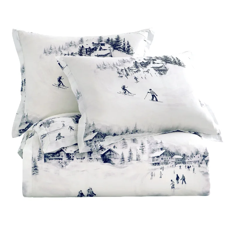 HiEnd Accents Ski Toile Printed Watercolor Landscape Lyocell Comforter Set, 3PC