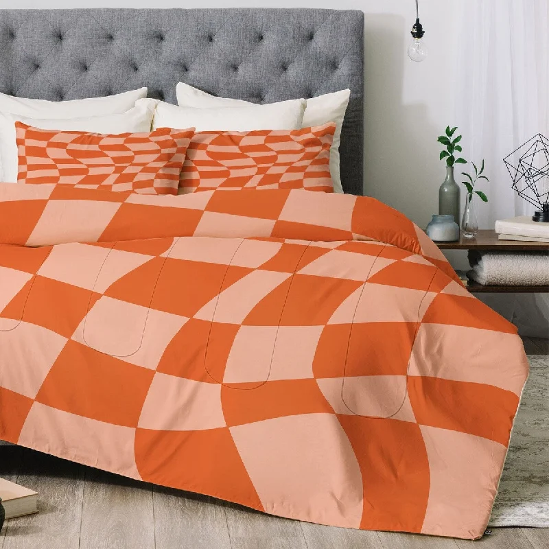 Little Dean Checkered beige and orange Made to Order Comforter Set