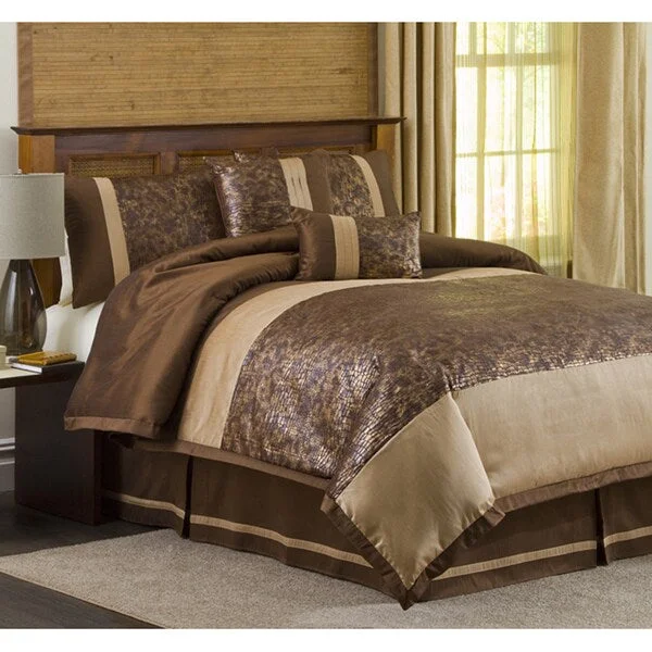 Lush Decor Metallic Animal Brown/ Gold 6-piece Full-size Comforter Set