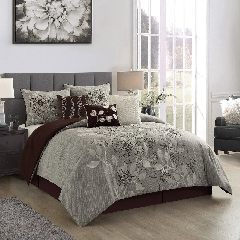 Nanshing Anastasia 7 Piece Floral Embroidery Comforter Set