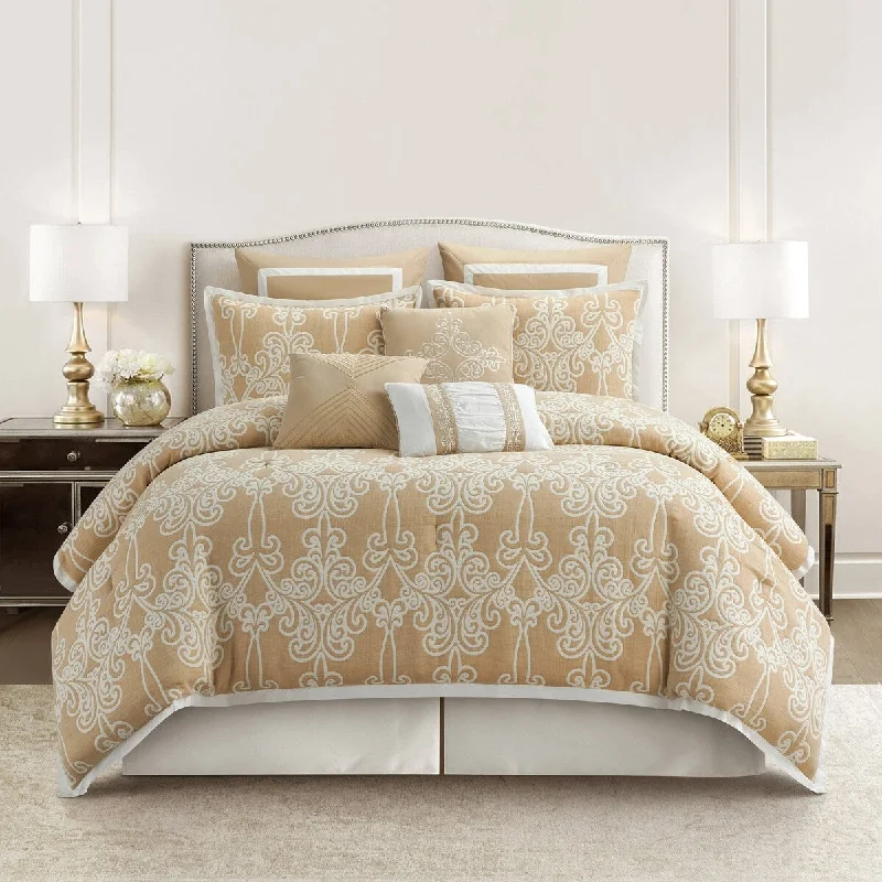 Nanshing Dalina 9 Piece Transitional Scroll Comforter Set