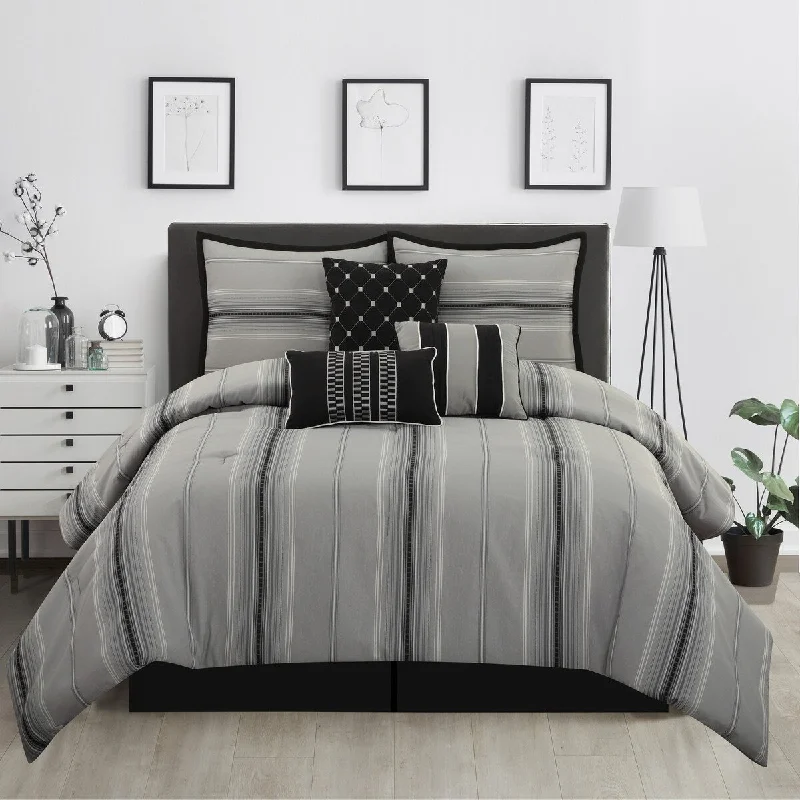 Nanshing Dana 7 Piece Striped Jacquard Comforter Set