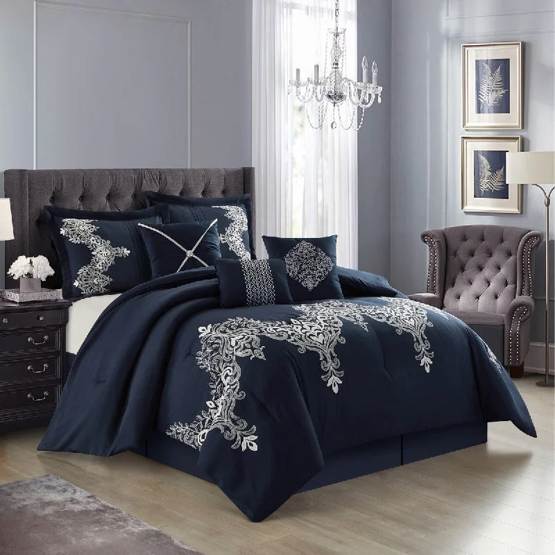 Nanshing Lacy 7 Piece Damask Embroidery Comforter Set