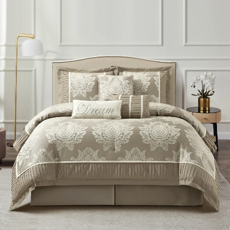 Nanshing Tiana 7 Piece Traditional Damask Comforter Set