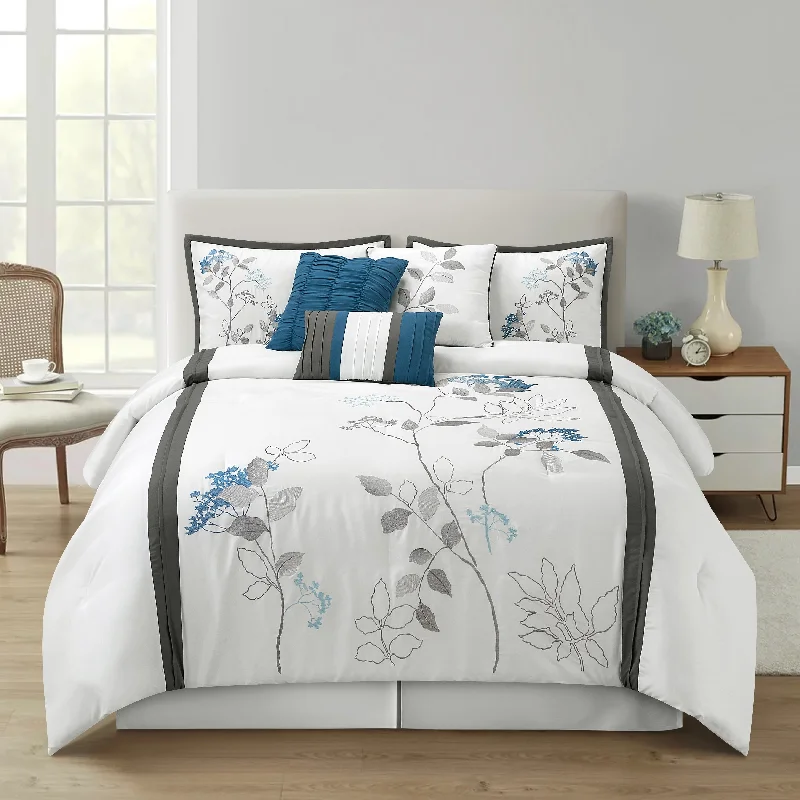 Nanshing Tracy 7-Piece Minimalist Botanical Comforter Set