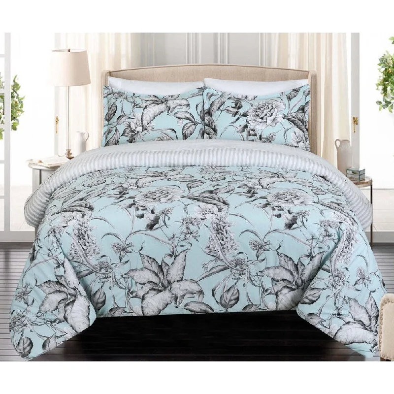 Nouvelle Home Sketch Floral Reversible Cotton Comforter Set